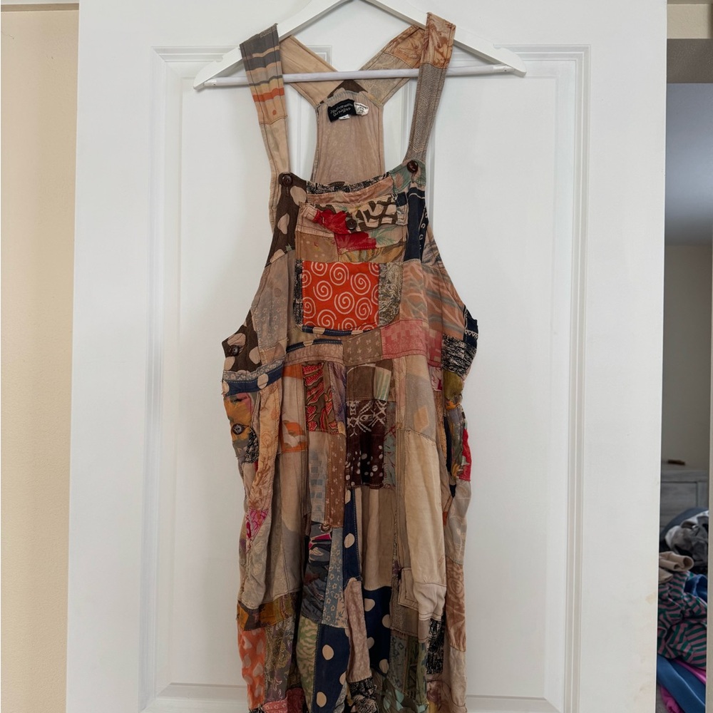 Native Patchwork Overalls in Earth Tones - image 2